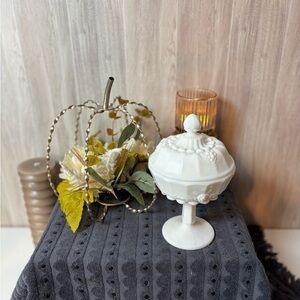 Vintage Westmoreland Ornate Milk White Pedestal Dish Candy